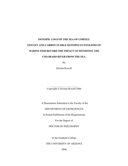 Isotopic Logs of the Sea of Cortez