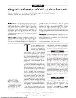 Gingival Manifestations of Orofacial Granulomatosis