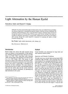 Light Attenuation by the Human Eyelid