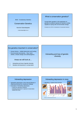 Conservation Genetics What Is Conservation Genetics? Are