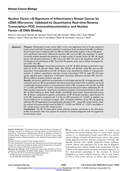 Nuclear Factor-KB Signature of Inflammatory Breast Cancer By