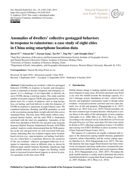 Anomalies of Dwellers' Collective Geotagged Behaviors in Response to Rainstorms