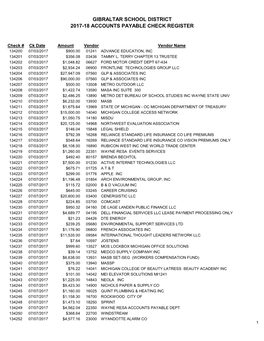 2017-2018 Accounts Payable Check Register