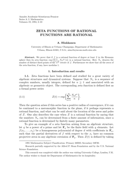 Zeta Functions of Rational Functions Are Rational
