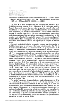 Foundations of Analysis Over Surreal Number Fields, by N