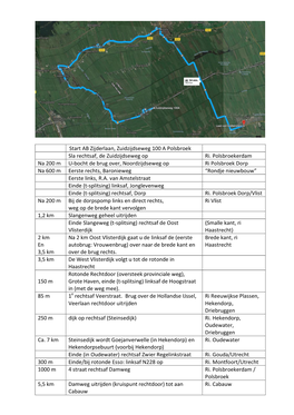 Start AB Zijderlaan, Zuidzijdseweg 100 a Polsbroek Sla Rechtsaf, De Zuidzijdseweg Op Ri
