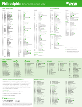 Philadelphia Channel Lineup 2021