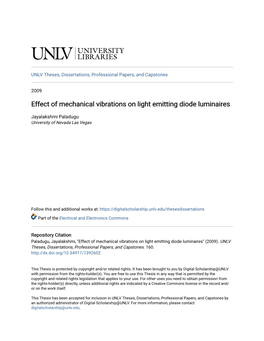 Effect of Mechanical Vibrations on Light Emitting Diode Luminaires