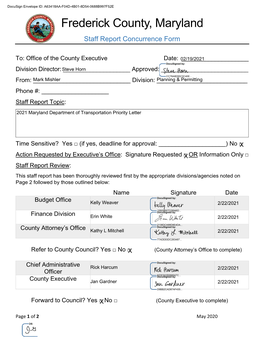 Maryland Department of Transportation Priority Letter