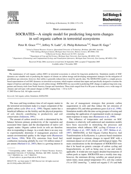 SOCRATES—A Simple Model for Predicting Long-Term Changes in Soil Organic Carbon in Terrestrial Ecosystems