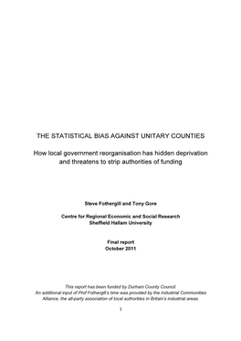 The Statistical Bias Against Unitary Counties