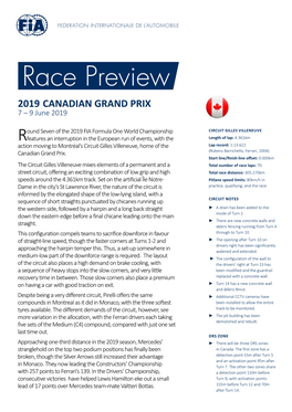 2019 CANADIAN GRAND PRIX 7 – 9 June 2019