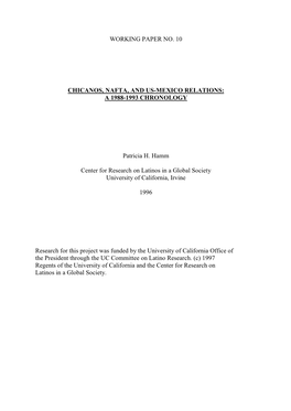 Working Paper No. 10 Chicanos, Nafta, and Us