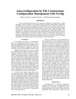 Configuration Management with Newfig William Lefebvre and David Snyder – CNN Internet Technologies