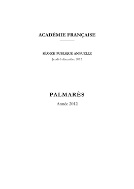 PALMARÈS Année 2012