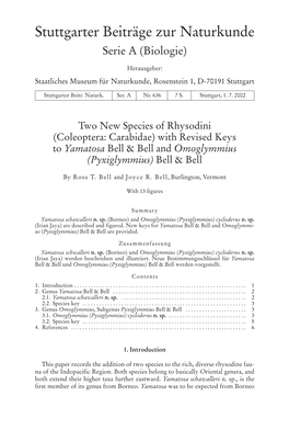 Stuttgarter Beiträge Zur Naturkunde Serie a (Biologie)