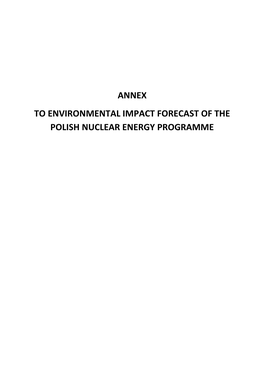 Annex to Environmental Impact Forecast of the Polish Nuclear Energy Programme