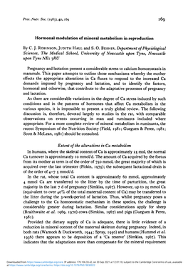 Hormonal Modulation of Mineral Metabolism in Reproduction