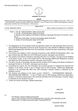U.O.No. 5802/2021/Admn Dated, Calicut University.P.O, 31.05.2021