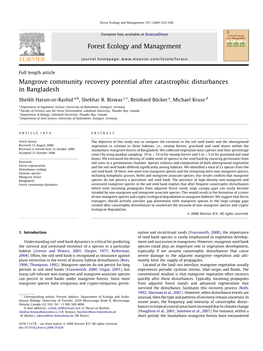 Mangrove Community Recovery Potential After Catastrophic Disturbances in Bangladesh