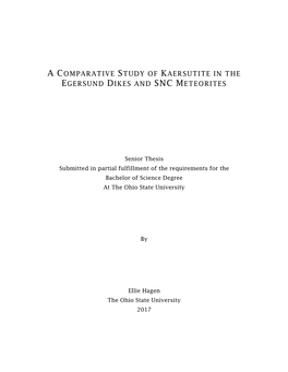 A Comparative Study of Kaersutite in the Egersund Dikes and Snc Meteorites