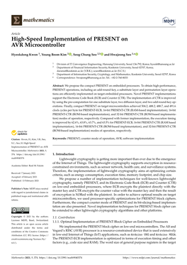 High-Speed Implementation of PRESENT Onavr Microcontroller