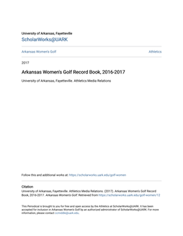Arkansas Women's Golf Record Book, 2016-2017