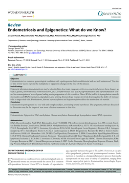 Endometriosis and Epigenetics: What Do We Know?