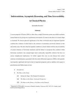 Indeterminism, Acausality, and Time Irreversibility