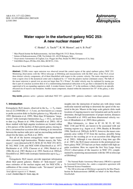 Water Vapor in the Starburst Galaxy NGC 253: a New Nuclear Maser?