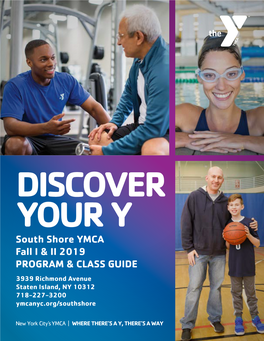 South Shore YMCA Fall I & II 2019 PROGRAM & CLASS GUIDE