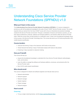 Understanding Cisco Service Provider Network Foundations (SPFNDU) V1.0