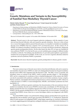 Genetic Mutations and Variants in the Susceptibility of Familial Non-Medullary Thyroid Cancer