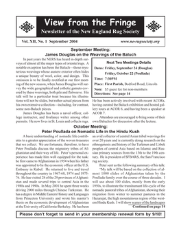 View from the Fringe Newsletter of the New England Rug Society