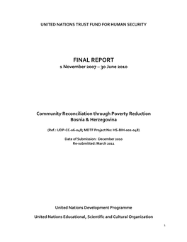 FINAL REPORT 1 November 2007 – 30 June 2010