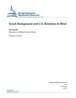 Israel: Background and U.S