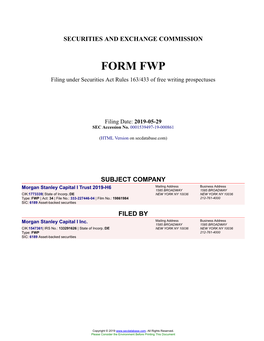 Morgan Stanley Capital I Trust 2019-H6 Form FWP Filed 2019-05-29