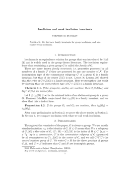 Isoclinism and Weak Isoclinism Invariants 1. Introduction Isoclinism