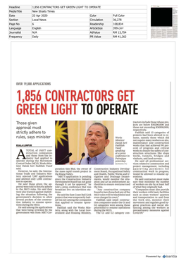 1856 Contractors Get Green Light To