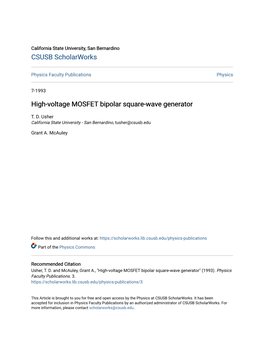 High-Voltage MOSFET Bipolar Square-Wave Generator