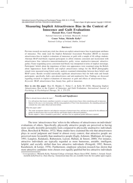 Measuring Implicit Attractiveness Bias in the Context of Innocence and Guilt Evaluations