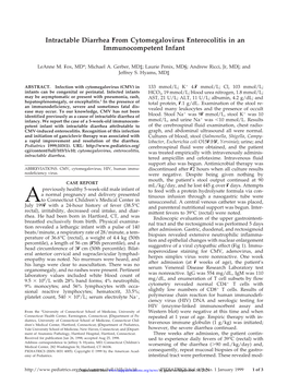 Intractable Diarrhea from Cytomegalovirus Enterocolitis in an Immunocompetent Infant