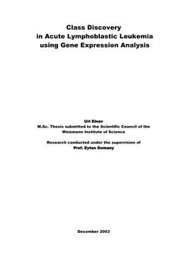 Class Discovery in Acute Lymphoblastic Leukemia Using Gene Expression Analysis