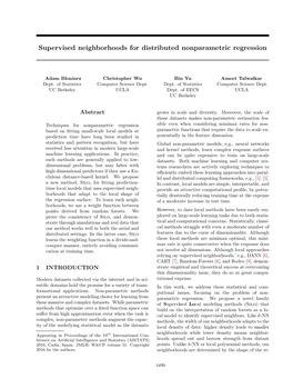 Supervised Neighborhoods for Distributed Nonparametric Regression