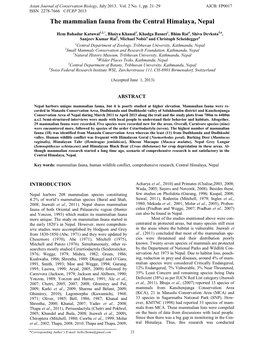 The Mammalian Fauna from the Central Himalaya, Nepal