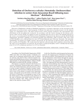 Detection of Onchocerca Volvulus (Nematoda: Onchocercidae