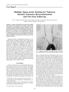 Multiple Supra-Aortic Stenting for Takayasu Arteritis: Extensive Revascularization and Two-Year Follow-Up