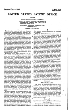 UNITED STATES PATENT OFFICE 2,483,469 BASIC LEAD PHOSPHITE PIGMENTS Leonard M