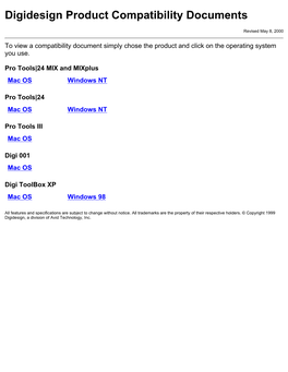 Pro Tools|24 MIX and Mixplus Mac OS Windows NT