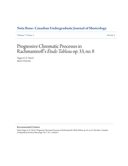 Progressive Chromatic Processes in Rachmaninoff's Ã›Tude-Tableau Op